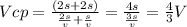 Vcp= \frac{(2s+2s)}{ \frac{2s}{v}+ \frac{s}{v} } = \frac{4s}{ \frac{3s}{v} } =\frac{4}{3}V