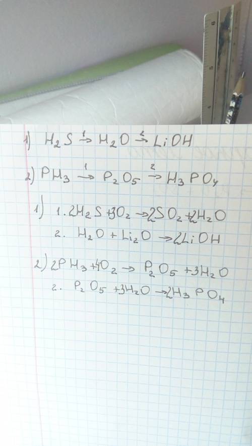 H2s→h2o→lioh oh3→p2o5→h3po4 сделайте плес 30