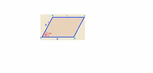 Стороны параллелограмма равны 4см и 7 см , а угол между ними 150 ° .найдите площадь параллелограмма.