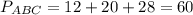 P_{ABC} =12+20+28=60