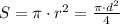 S= \pi \cdot r^2= \frac{ \pi \cdot d^2}{4}