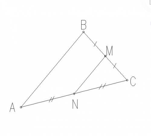 Втреугольнике abc отмечены середины m и n сторон bc и ac соответственно. площадь треугольника cnm ра
