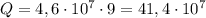 Q=4,6\cdot 10^7\cdot 9=41,4\cdot 10^7