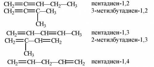 Примеры структурных формул алкадиенов