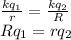 \frac{kq_1}{r} = \frac{kq_2}{R}\\&#10;Rq_1 = rq_2