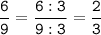 \tt\displaystyle\frac{6}{9}=\frac{6:3}{9:3}=\frac{2}{3}