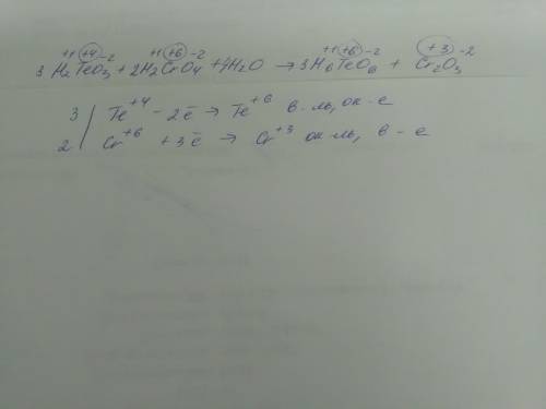 H2teo3 + h2cro4 + h2o → h6teo6 + cr2o3 определить элементы, изменившие степень окисления их степени