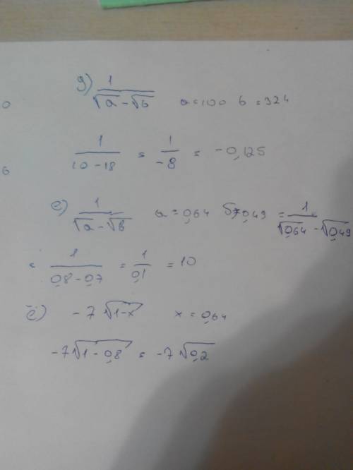 Найдите значение выражения корень а^2+б^2 при а=28 б=-96 б)найдите значение выражения корень-8x+y^2