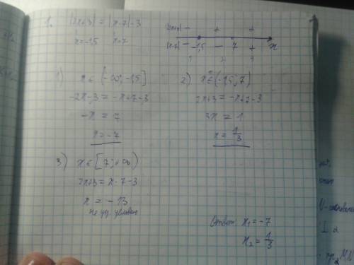 С99 почти на халяву №1-решите (l модуль) l2x+3l=lx-7l-3 №2 найдите не графически точки пересечения г