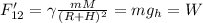 F_{12}'=\gamma \frac{mM}{(R+H)^2}=mg_h=W