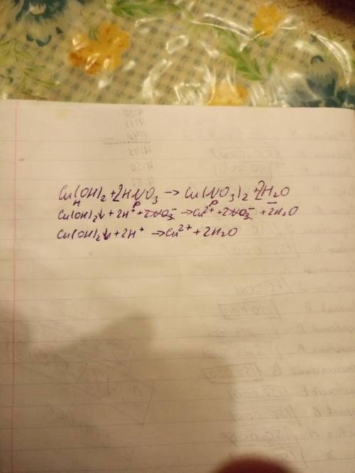 Cu(oh)2 > cu(no3)2 запишите полное и скоращенное ионное уравнение реакции (cu(oh)2 может реагиров