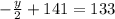 -\frac{y}{2} +141=133