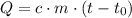 Q=c\cdot m\ocdt \cdot (t-t_0)