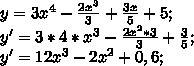 Y=3/4x^4+5x^3 найти производную функции