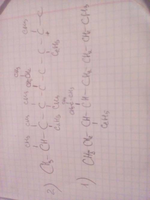 1) 3 - этил - 4 - третбутилоктан 2) 2, 3, 4, 4, 8 - пентаметил - 3, 7 - диэтил - 5 - изопропилнонан