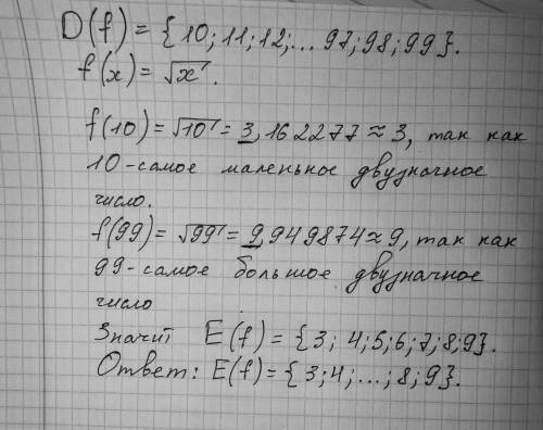 Функция у = f(x) задана на множестве x всех двузначных натуральных чисел с следующего правила: каждо