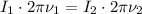 I_1\cdot 2 \pi \nu_1=I_2\cdot 2 \pi \nu_2