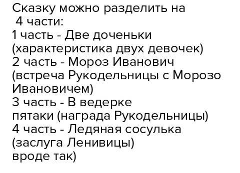 Раздели сказку мороз иванович на части и озаглавь их ?