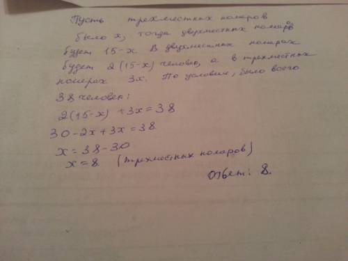 Группа школьников из 38 человек рассели в двухместных и трехместных номерах. всего было занято пятьн