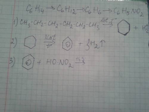 C6h14-> c6h12-> c6h6-> c6h6-> c6h5no2