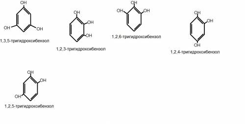 С! 1) напишите графические формулы всех изомерных фенолов с молекулярной формулой с6н3(он)3. назовит