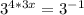 3^{4*3x}=3^{-1}