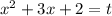 x^2+3x+2=t