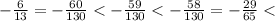 -\frac{6}{13}=-\frac{60}{130}