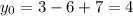 y_{0} =3-6+7=4