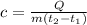 c = \frac{Q}{m(t_2 - t_1)}