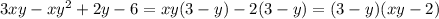 3xy-xy^2+2y-6=xy(3-y)-2(3-y)=(3-y)(xy-2)