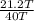 \frac{21.2T}{40T}