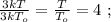 \frac{3kT}{3kT_o} = \frac{T}{T_o} = 4 \ ;