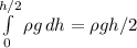 \int\limits^{h/2}_0 {\rho g} \, dh=\rho gh/2