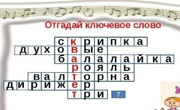 Красворд на слово кватрет(красворд связан с музыкой)