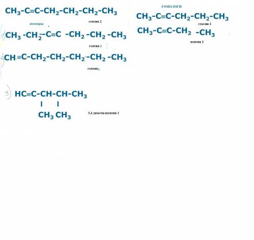 Составьте структурную формулу: гептина-2 для вещества: напишите формулы двух гомологов; напишите фор