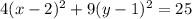 4(x - 2)^2+9(y - 1)^2 = 25