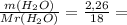 \frac{m(H_2O)}{Mr(H_2O)} = \frac{2,26}{18} =