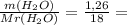 \frac{m(H_2O)}{Mr(H_2O)} = \frac{1,26}{18} =