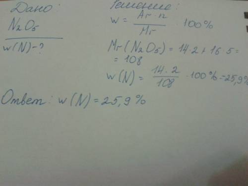 Рассчитай, чему равна массовая доля (в %) элемента азота в оксиде азота(v).