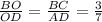 \frac{BO}{OD}= \frac{BC}{AD} = \frac{3}{7}