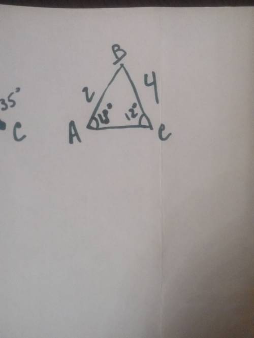 Втреугольнике abc ab=2 bc=4. угол a=18° а угол c=12°