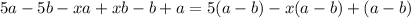 5a - 5b - xa + xb - b +a=5(a-b)-x(a-b)+(a-b)