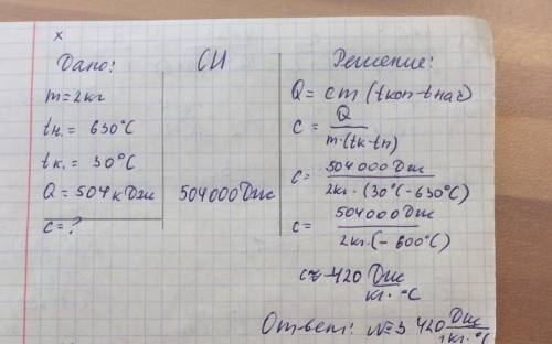 Металлический подсвечник массой 2кг нагрели до температуры 630°c. при остывании подсвечника до темпе