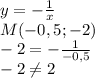 y=- \frac{1}{x} \\ M(-0,5;-2) \\ -2=- \frac{1}{-0,5} \\ -2 \neq 2