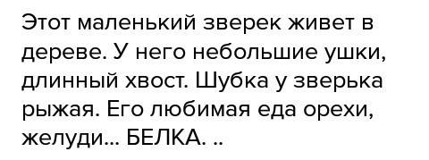 Напиши текст загадку о зверьке прочитай его в классе по каким словом нашли отгадку