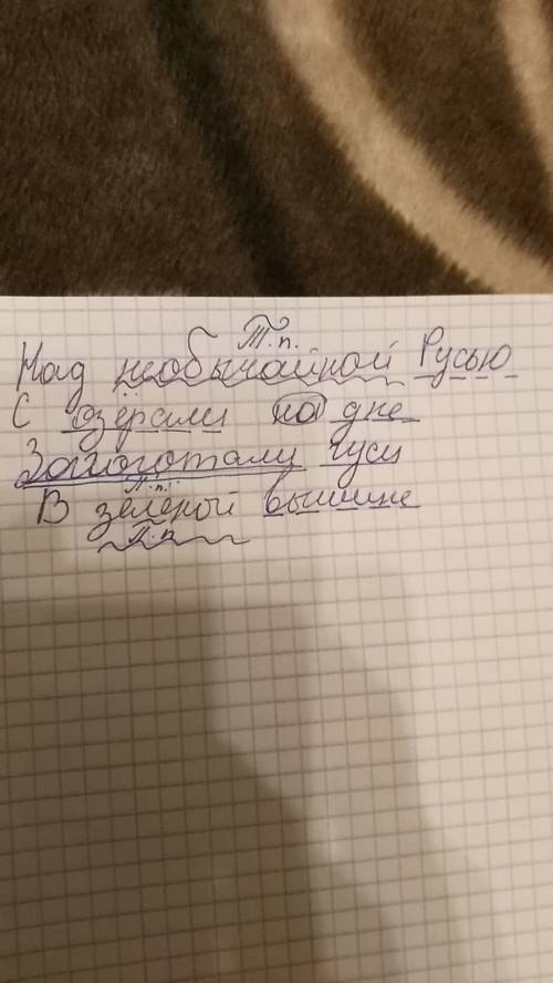 Над необычайной русью с озёрами на дне загоготали гуси в зелёной вышине . укажи падеж имён прилагате