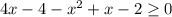 4x-4-x^2+x-2 \geq 0