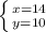 \left \{ {{x=14} \atop {y=10}} \right.