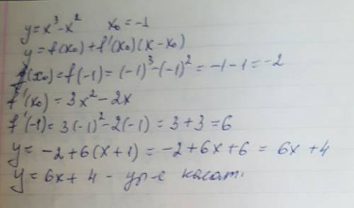 Скласть равнения касательной к графику функции y=x^3-x^2 в точке с абцисом х0= -1